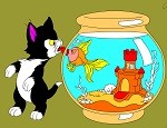 لعبة تلوين القط والسمكة