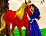 لعبة تلوين البنت و الحصان الخيالية